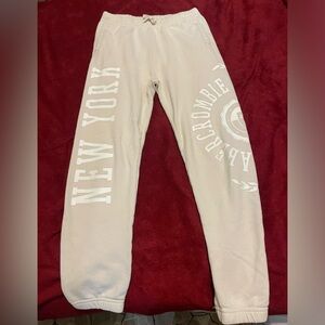 Cream Abercrombie Sweat Pants
